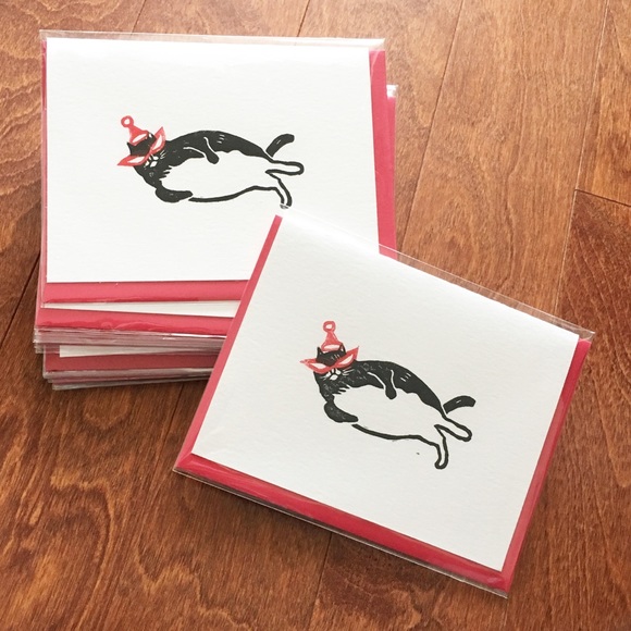 Anthropologie Other - NEW 19 of cute cat Santa hat Christmas card set